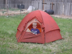 boy in tent